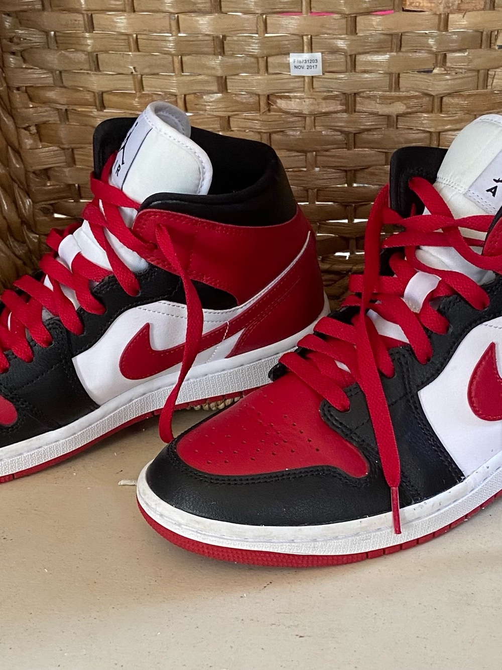 Jordan Red, Black & White High-Top Basketball Sneakers